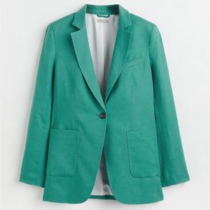 Single-breasted Blazer, Turquoise color, size Small, Linen blend